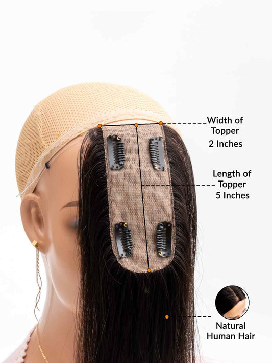 2×5 Skin Base Hair Topper with Silicon String