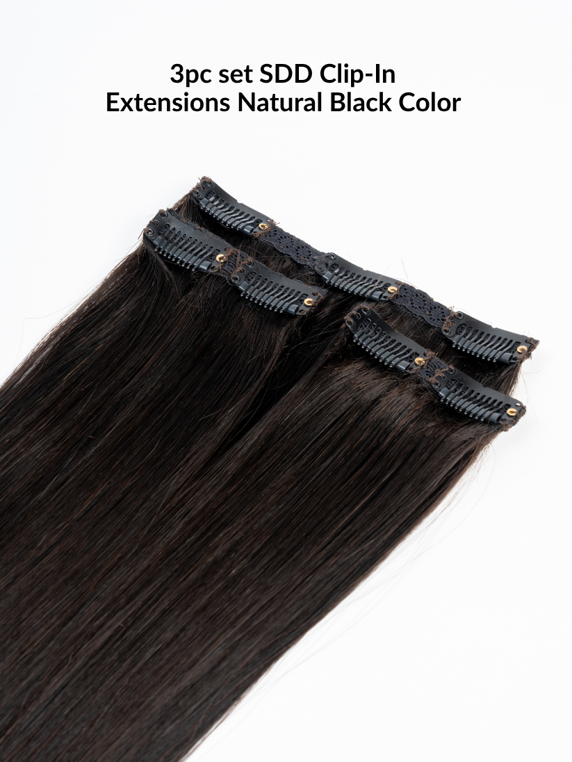 3 Clip-In Set of SDD Natural Black Extension