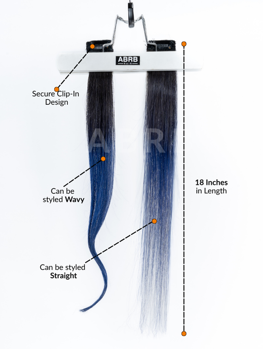 2 Pcs Blue & Black Ombre Streak