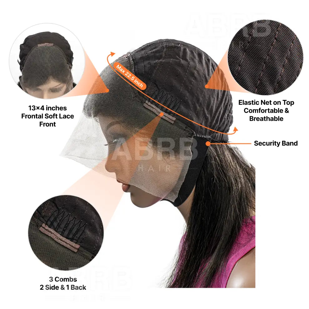 Abrbhair Amily 16" 13x4 Lace Frontal,150% Natural Wavy, Virgin Human Hair Wig