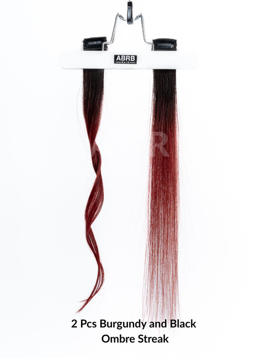 2 Pcs Burgundy & Black Ombre Streak