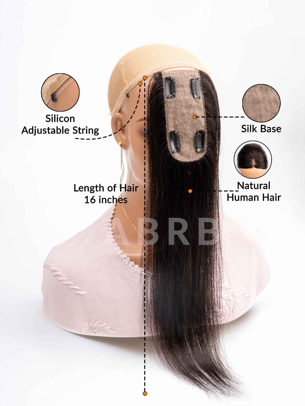 2×5 Skin Base Hair Topper with Silicon String