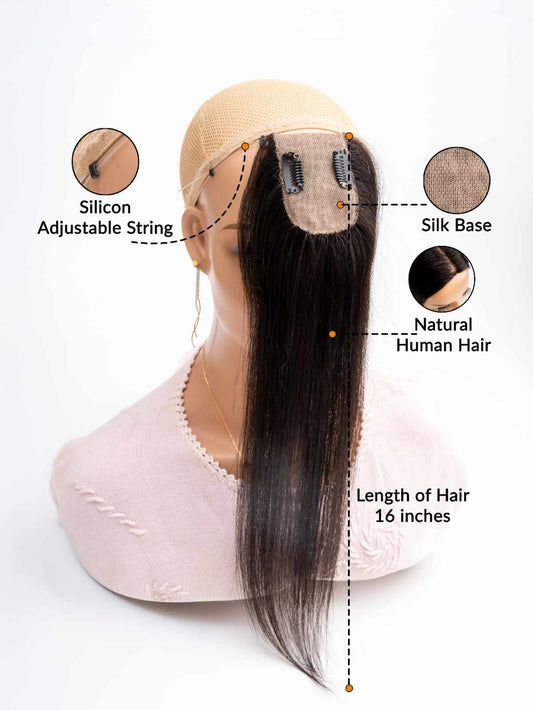 2×3 Skin Base Hair Topper with Front Silicon String
