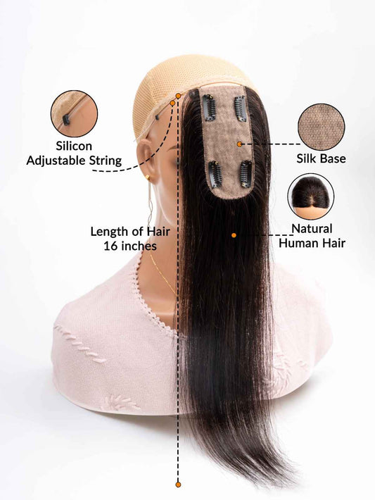 2×5 Skin Base Hair Topper with Silicon String