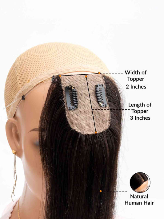 2×3 Skin Base Hair Topper with Front Silicon String