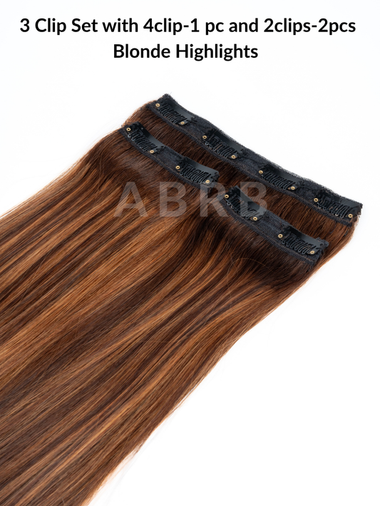 3 Clip-In Set | Blond Highlighted SD Volumizer
