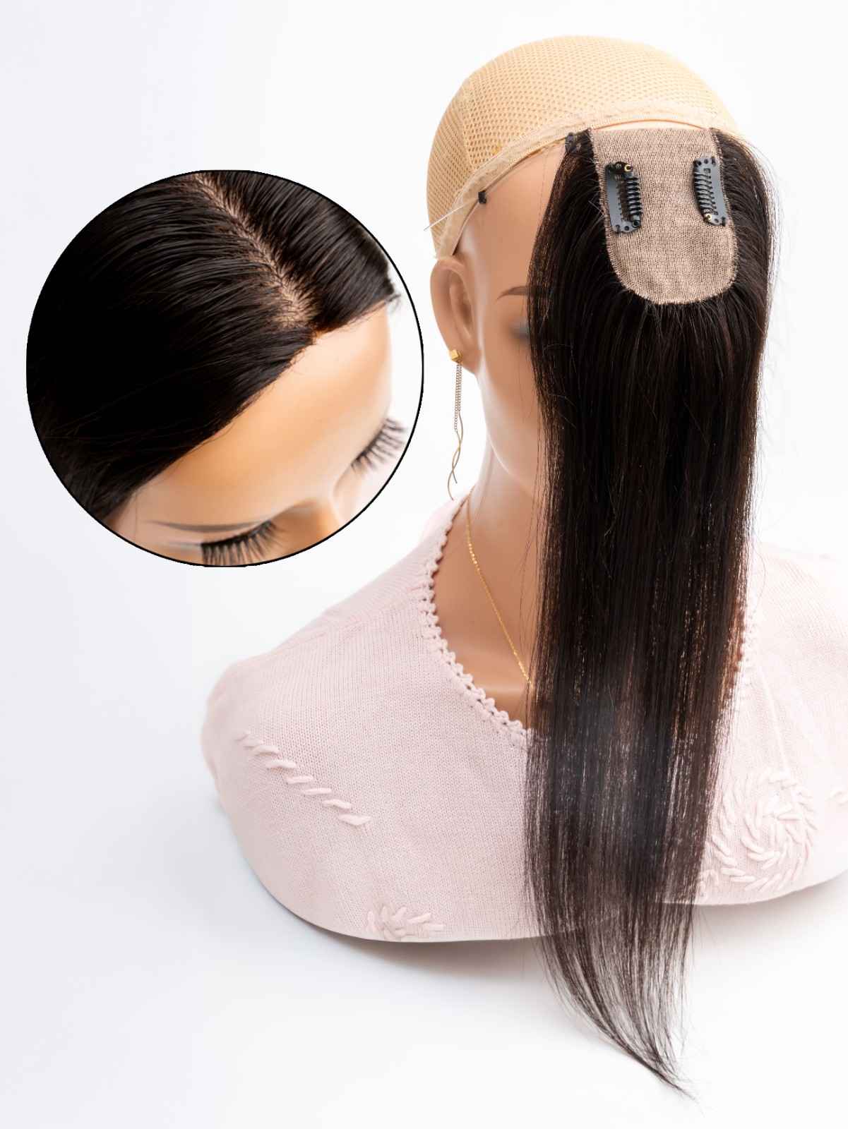 2×3 Skin Base Hair Topper with Front Silicon String