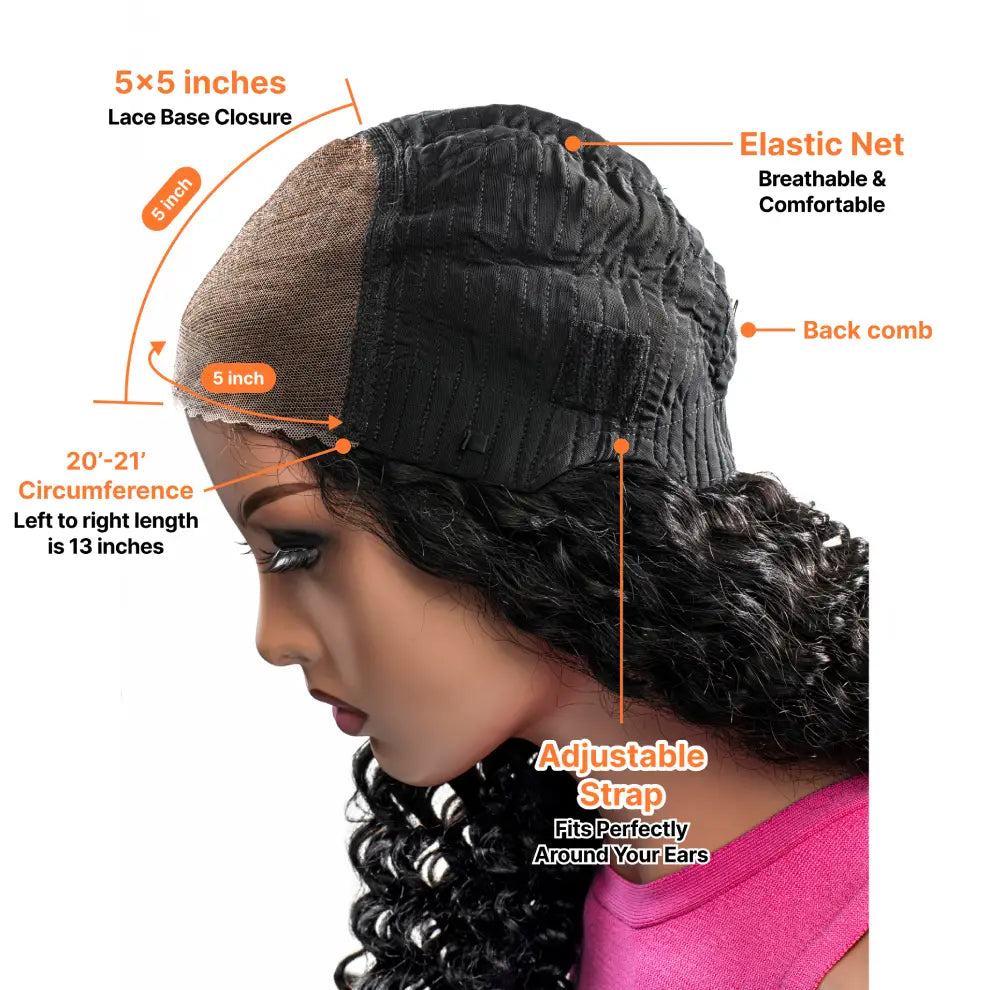 6x5 Lace curly front look