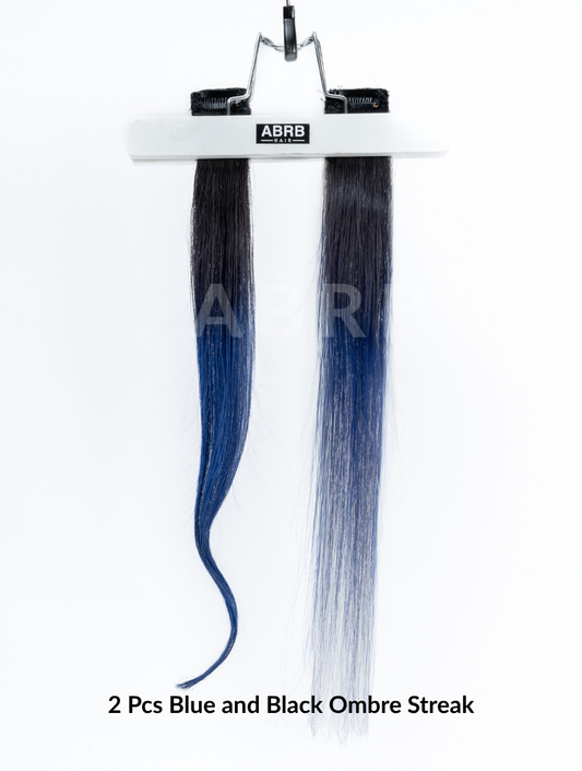 2 Pcs Blue & Black Ombre Streak